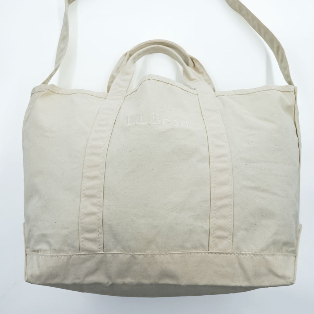 L.L.Bean Cotton Canvas 2-Way Tote Bag Natural Made in Vietnam