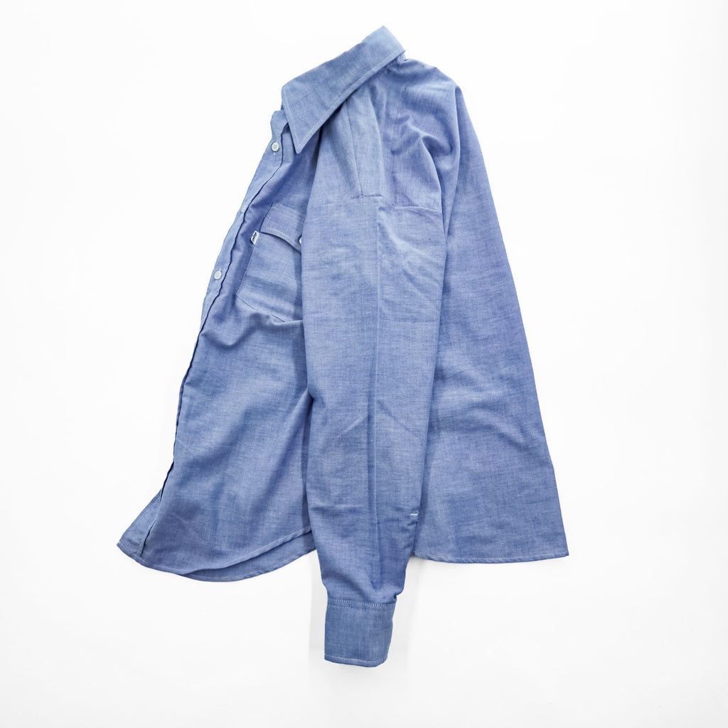 Levi's 80年代 USA製 ヴィンテージ 長袖シャツ M ブルー 白タブ フラップ ダブルポケット 60665-0813