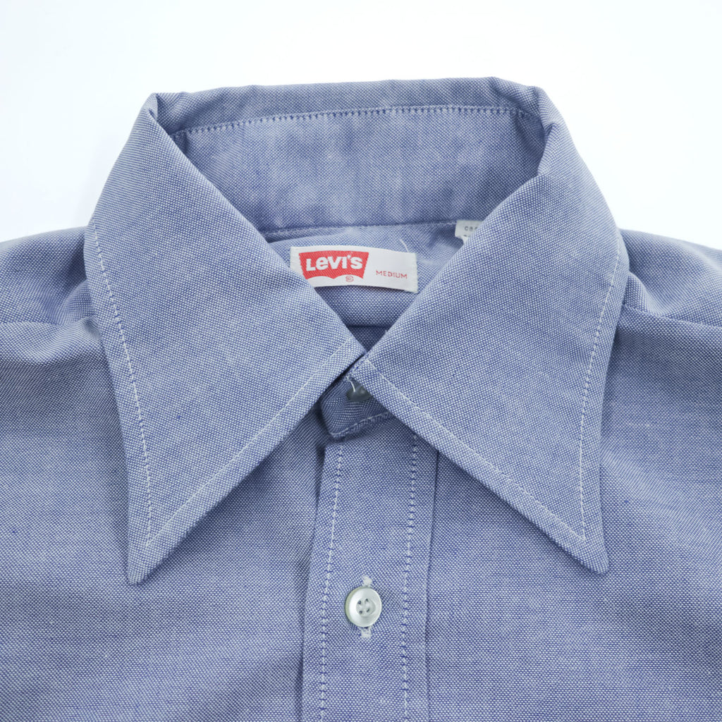 Levi's 80年代 USA製 ヴィンテージ 長袖シャツ M ブルー 白タブ フラップ ダブルポケット 60665-0813