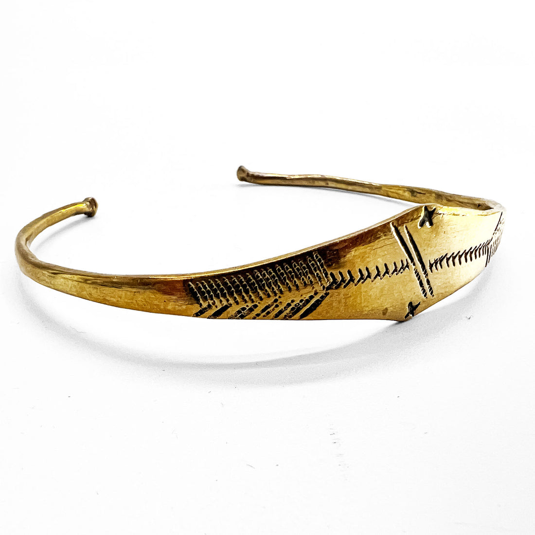 Vintage Tuareg Style Brass Cuff Bracelet バングル 真鍮 ブラス ゴールド 彫金 トライバル