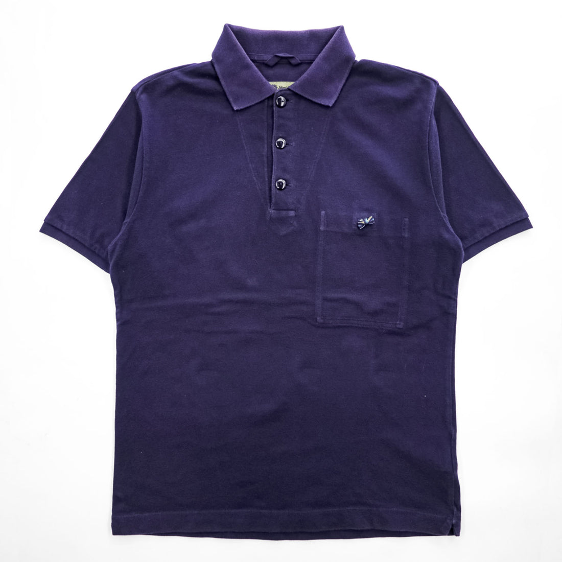 Nigel Cabourn 日本製 ポロシャツ M ネイビー 鹿の子 リボン付き 胸ポケット 8030021611