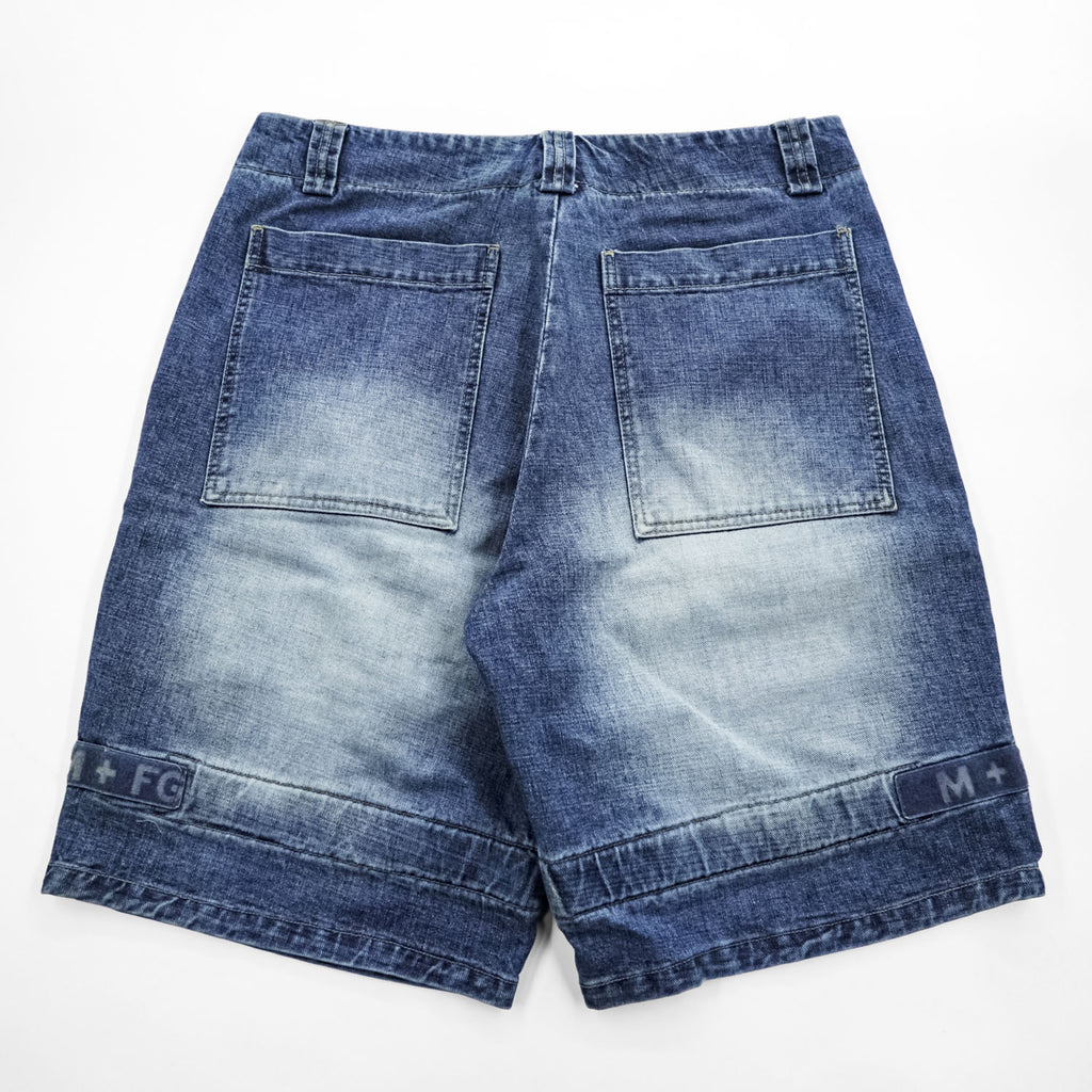 MARITHE + FRANCOIS GIRBAUD 90年代 デニムショーツ ショートパンツ ハーフパンツ L インディゴ ブルー デニム ワイド シャトルパンツ