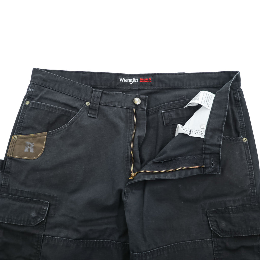 Wrangler カーゴ ワークパンツ L ブラック リップストップ RIGGS WORKWEAR ダブルニー 103W060BL