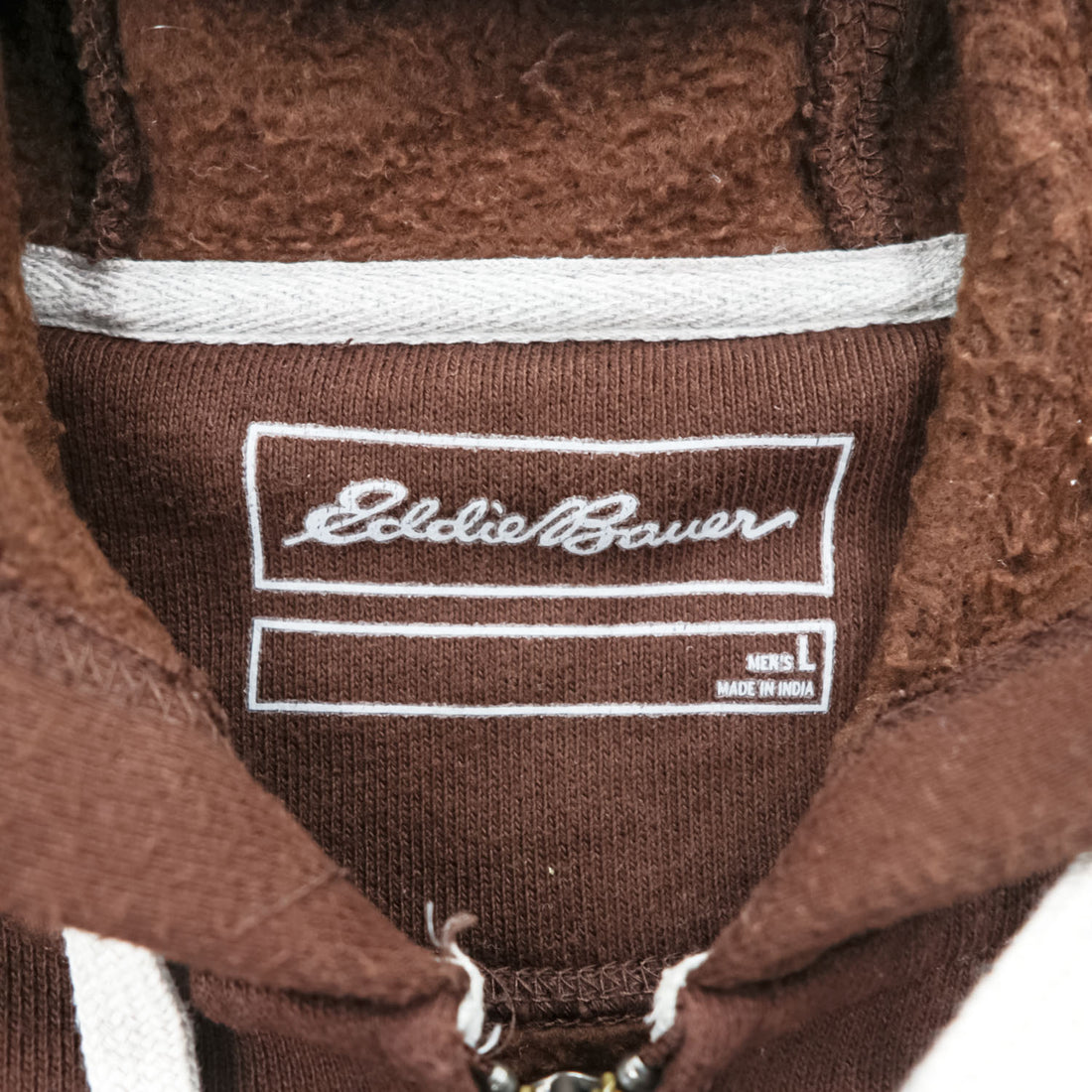Eddie Bauer ジップパーカー L ブラウン 裏起毛 ヘビーウェイト フロントポケット 1703