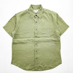 J.CREW 100%リネン 半袖シャツ L カーキ グリーン 胸ポケット