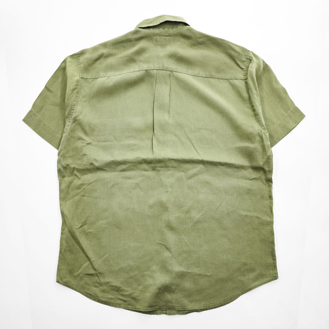 J.CREW 100%リネン 半袖シャツ L カーキ グリーン 胸ポケット