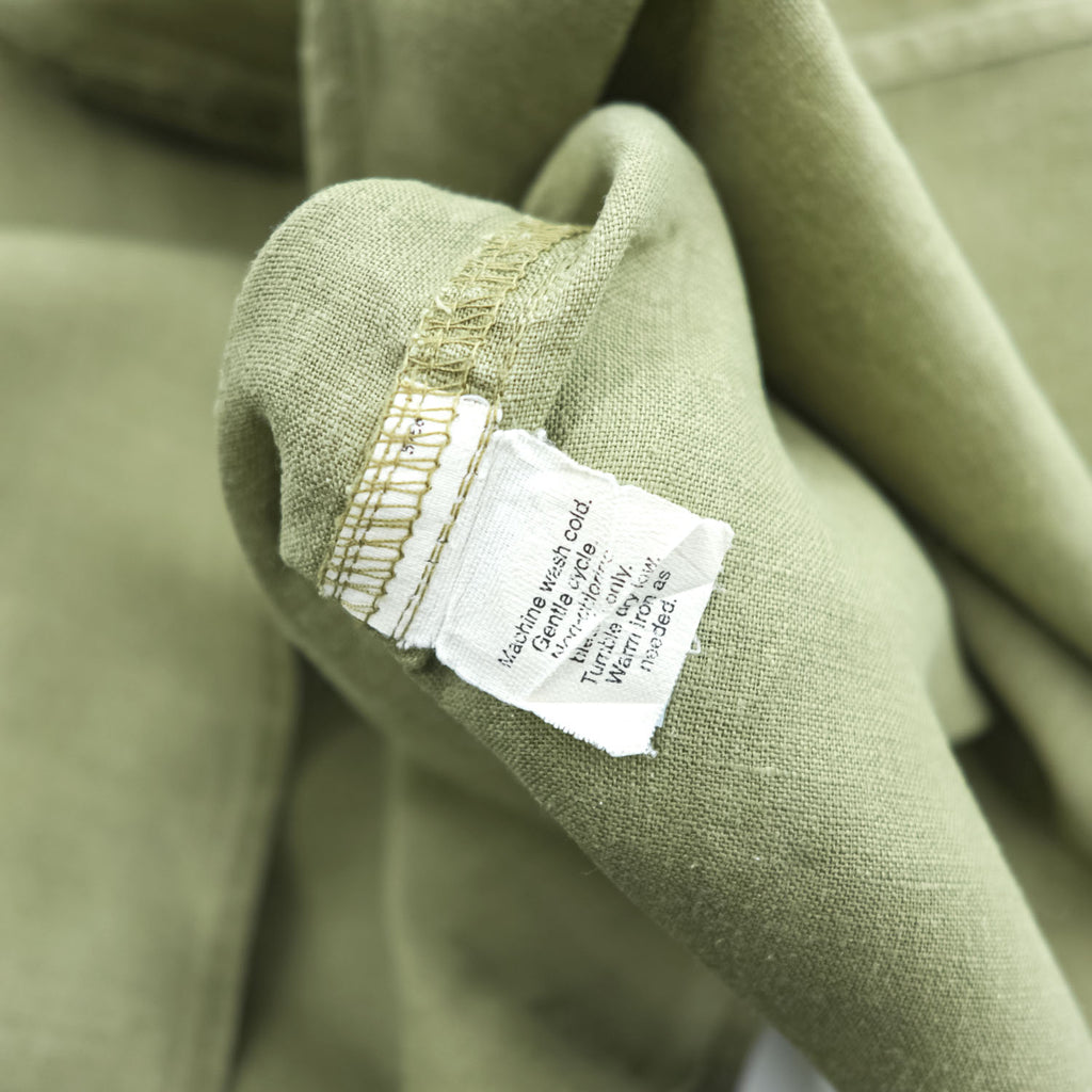 J.CREW 100%リネン 半袖シャツ L カーキ グリーン 胸ポケット