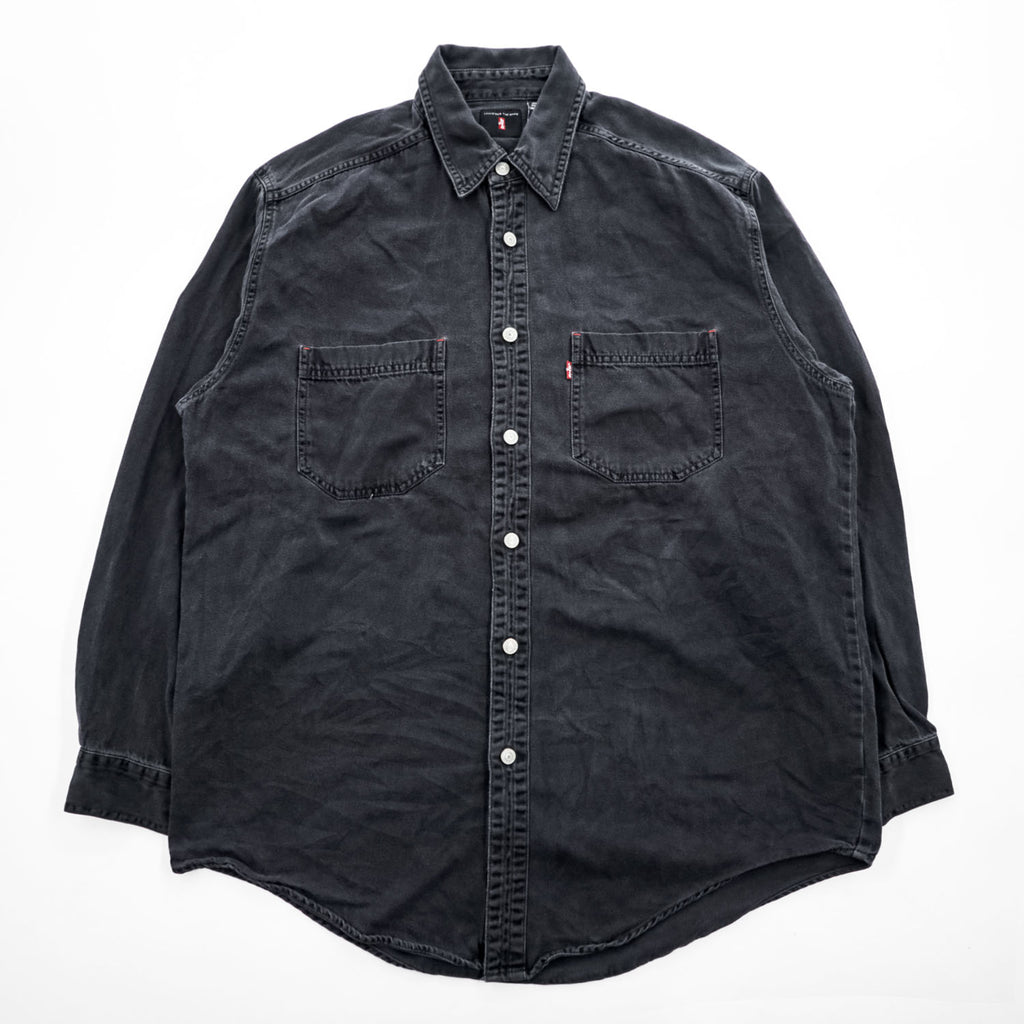 Levi's 90年代 ヴィンテージ 長袖デニムシャツ M ブラック RED TAB JEANS メタルボタン 60560-1361