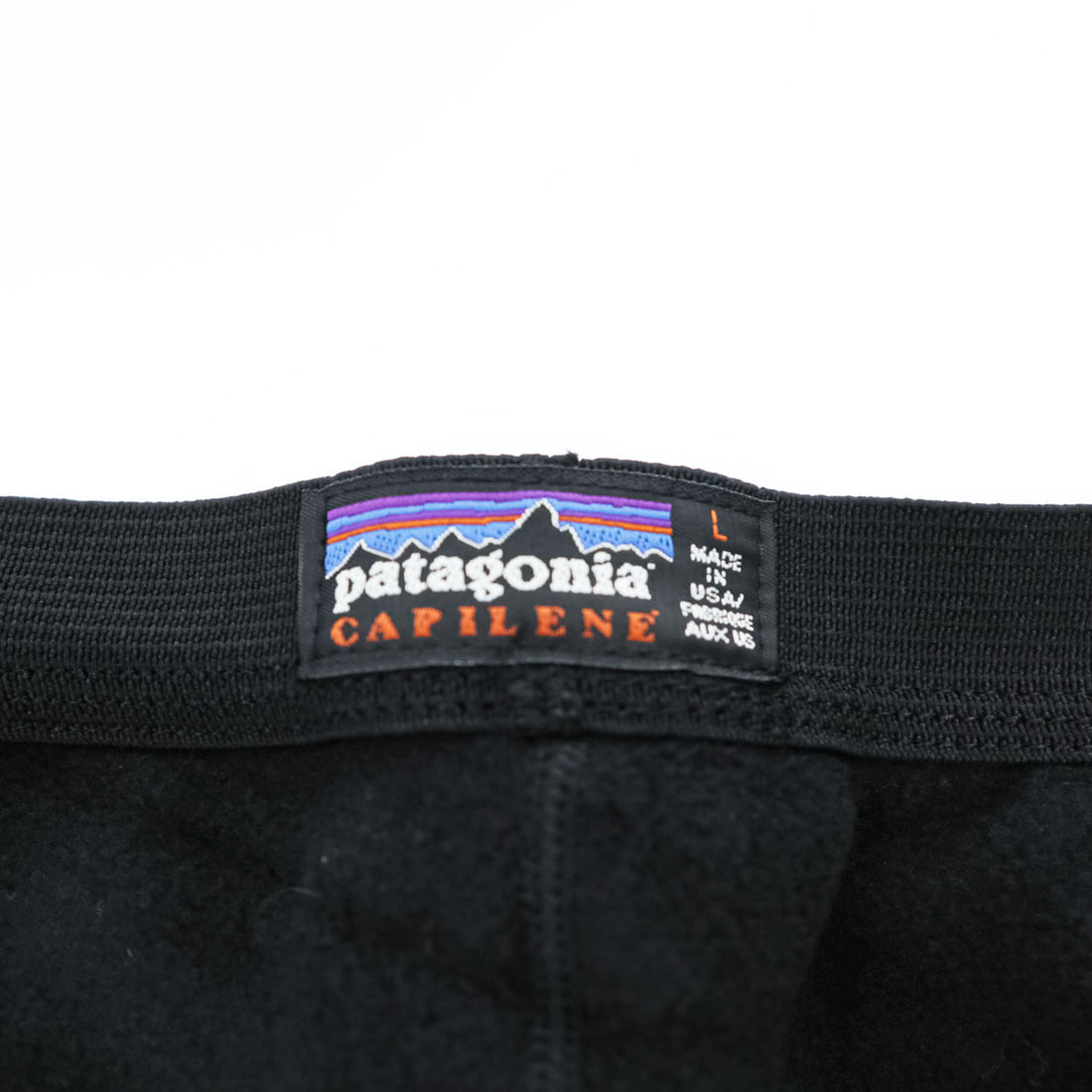 Patagonia USA製 CAPLINE アウトドア フリースアンダーパンツ レギンス インナータイツ L ブラック ベースレイヤー 43502