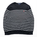 Polo Ralph Lauren ピマコットン ニット セーター XL ブラック ボーダー スモールポニー ロゴ 刺繍 PIMA COTTON