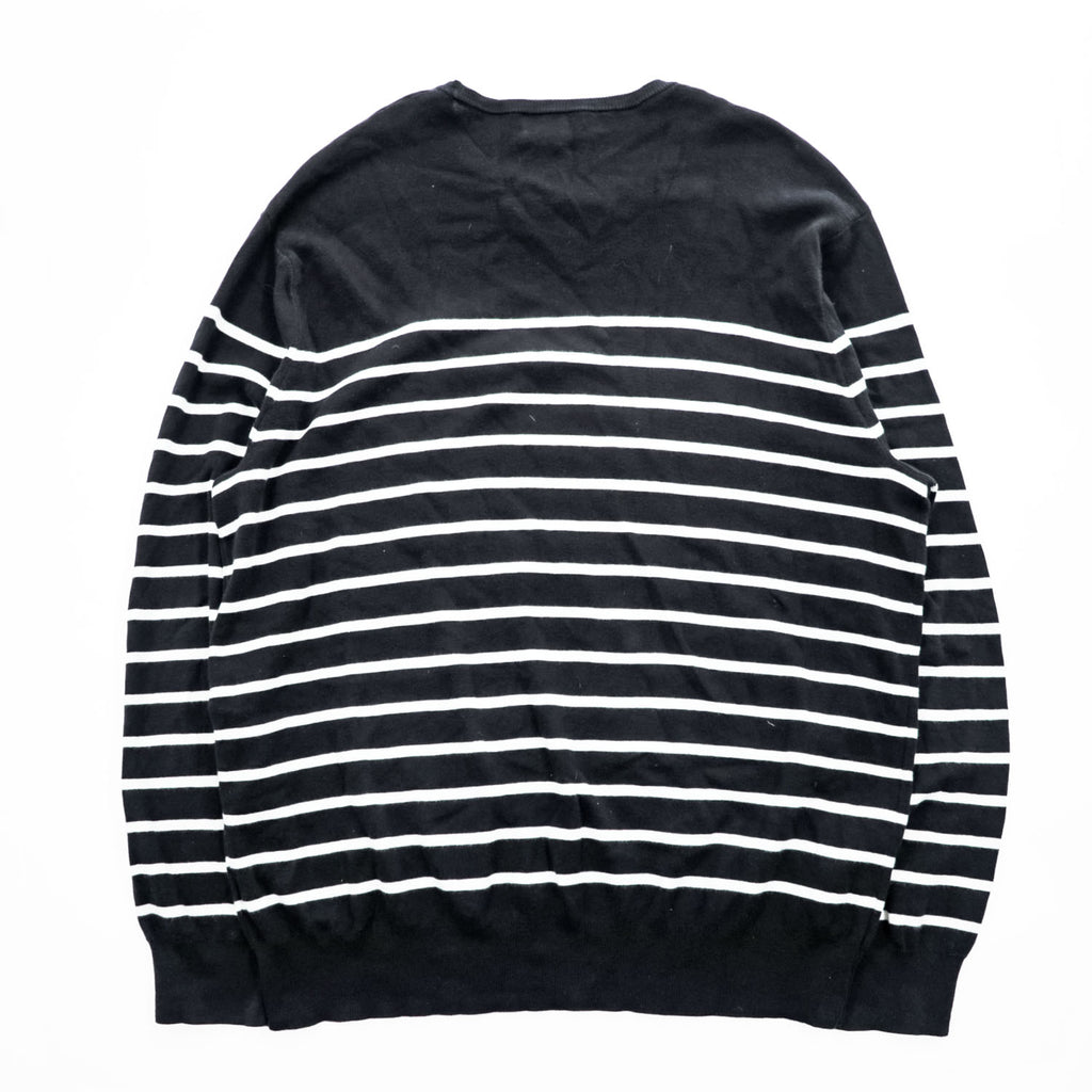 Polo Ralph Lauren ピマコットン ニット セーター XL ブラック ボーダー スモールポニー ロゴ 刺繍 PIMA COTTON