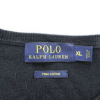 Polo Ralph Lauren ピマコットン ニット セーター XL ブラック ボーダー スモールポニー ロゴ 刺繍 PIMA COTTON