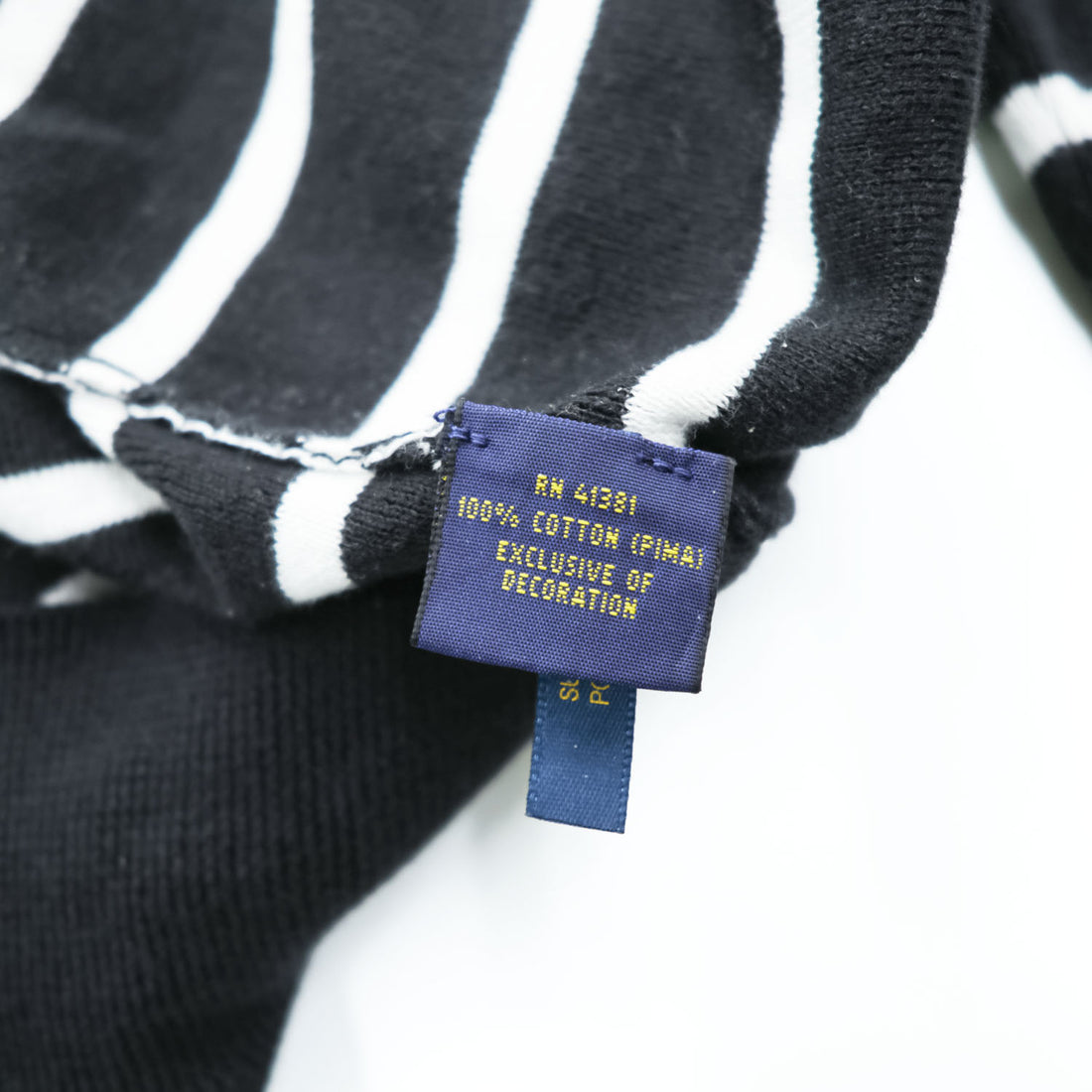 Polo Ralph Lauren ピマコットン ニット セーター XL ブラック ボーダー スモールポニー ロゴ 刺繍 PIMA COTTON
