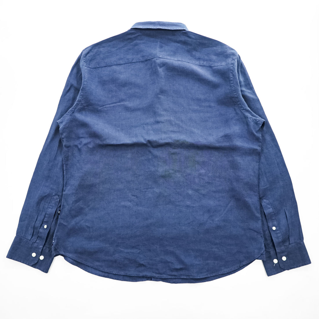 NAUTICA リネン100% 長袖シャツ XL ネイビー 麻 ワンポイントロゴ