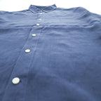 NAUTICA リネン100% 長袖シャツ XL ネイビー 麻 ワンポイントロゴ
