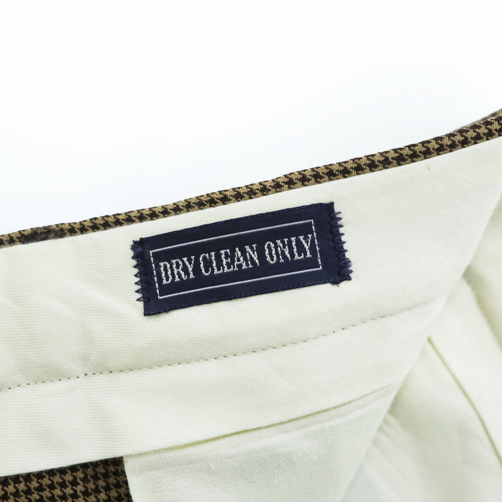 Polo Ralph Lauren 90年代 USA製 ヴィンテージ ワイド 2タック スラックス パンツ L ブラウン プリーツ ダブルカフス グレンチェック TALONジップ