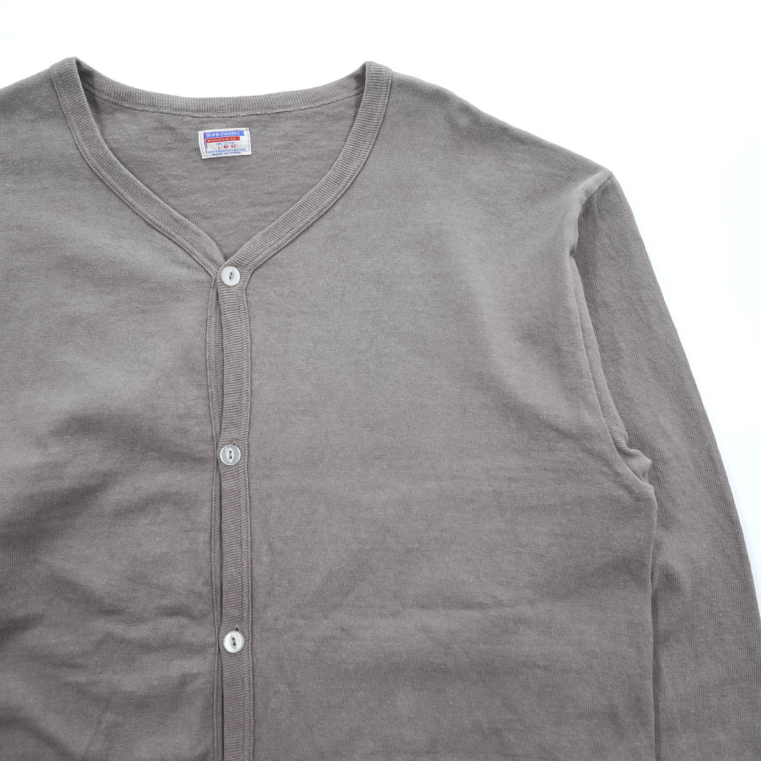 DUBBLE WORKS ( WAREHOUSE ) 日本製 ニット Vネック カーディガン L グレー