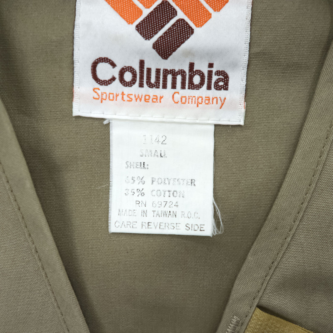 Columbia 1980s Vintage Vest, Size S, Beige, 65/35 Cloth, Item No. 1142