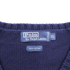 Polo Ralph Lauren 90年代 Vネック ニット セーター XL ネイビー ローゲージ 100％コットン