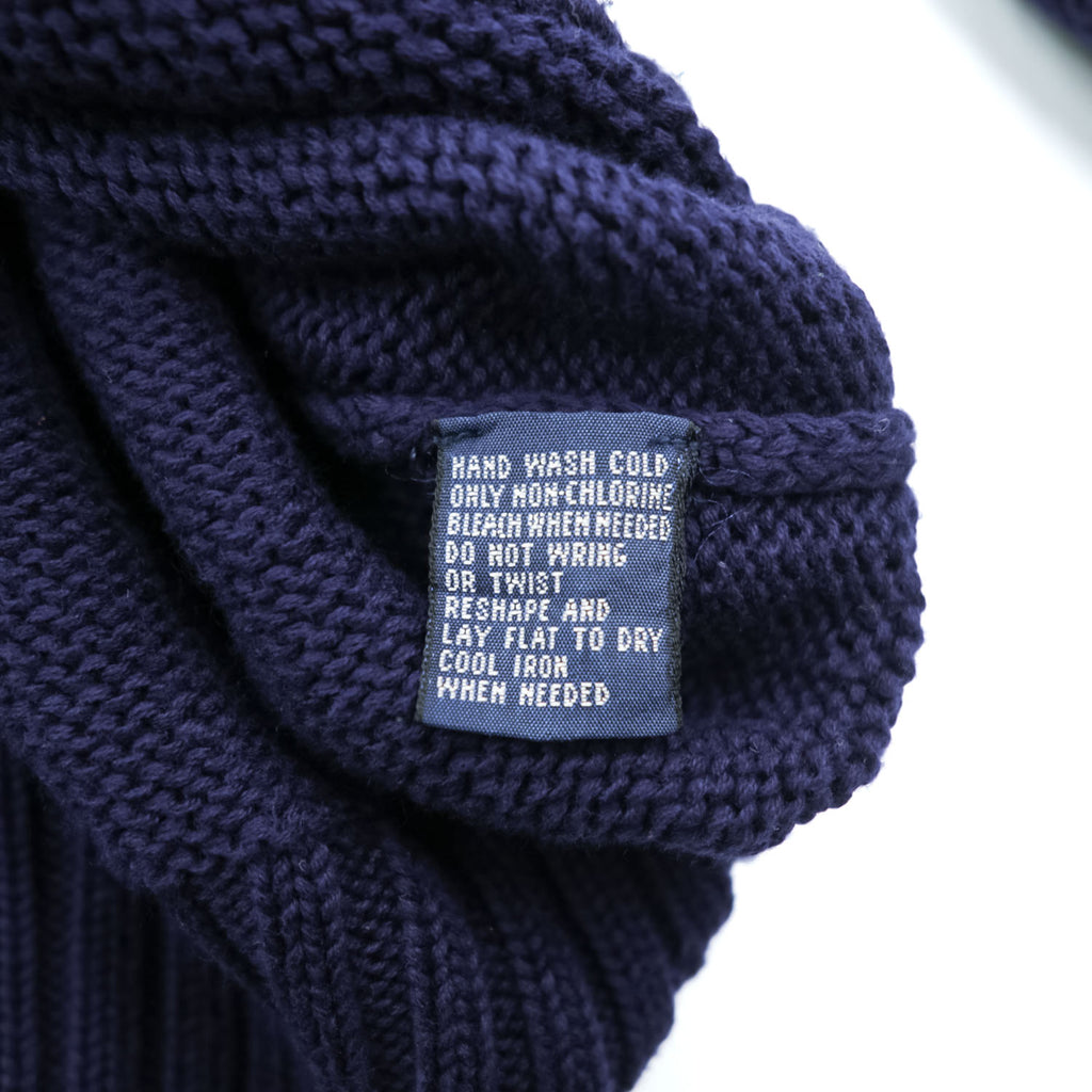 Polo Ralph Lauren 90年代 Vネック ニット セーター XL ネイビー ローゲージ 100％コットン