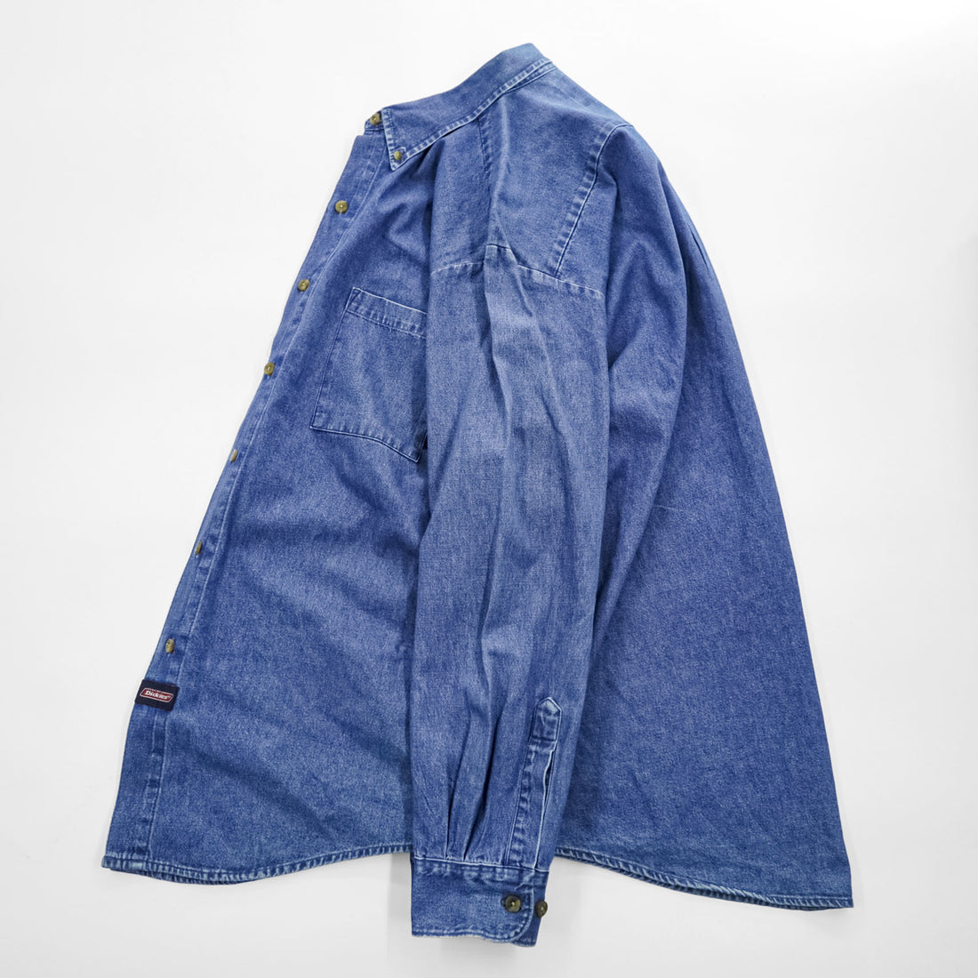 Dickies 長袖デニムシャツ L インディゴ ブルー ボタンダウン 胸ポケット GL300SNB
