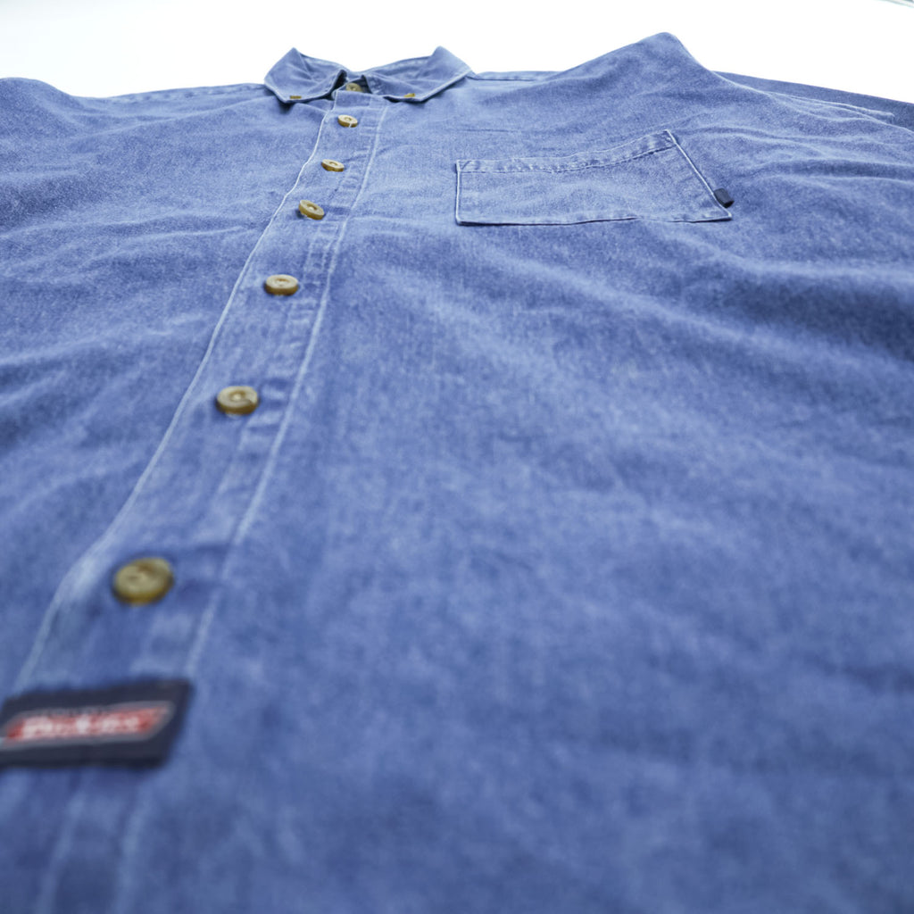 Dickies 長袖デニムシャツ L インディゴ ブルー ボタンダウン 胸ポケット GL300SNB