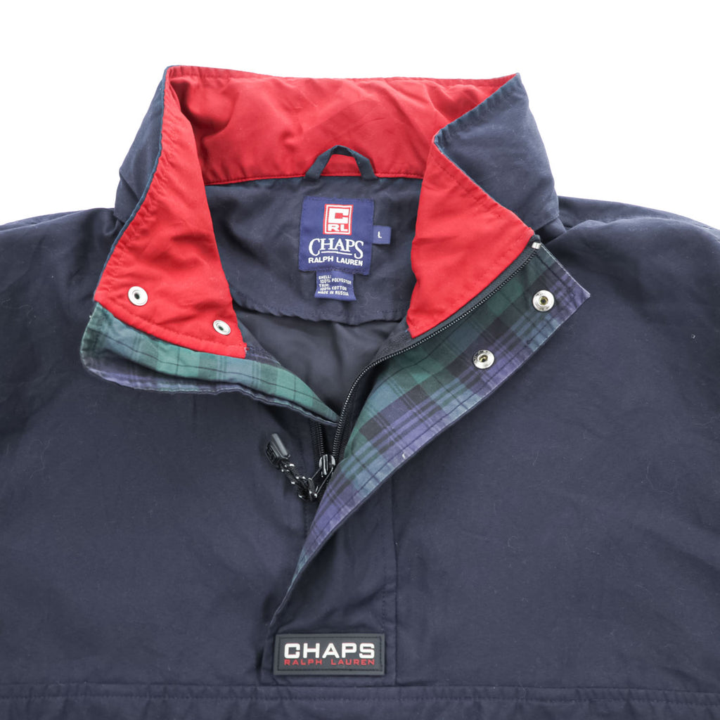 CHAPS Ralph Lauren 90年代 フード収納式 アノラックパーカー L ネイビー ドローコード ロシア製
