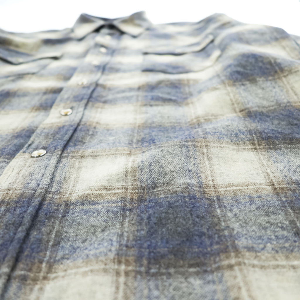 PENDLETON 白タグ 70年代 ヴィンテージ 長袖 オンブレチェック ウエスタンシャツ XL スナップボタン 100%バージンウール