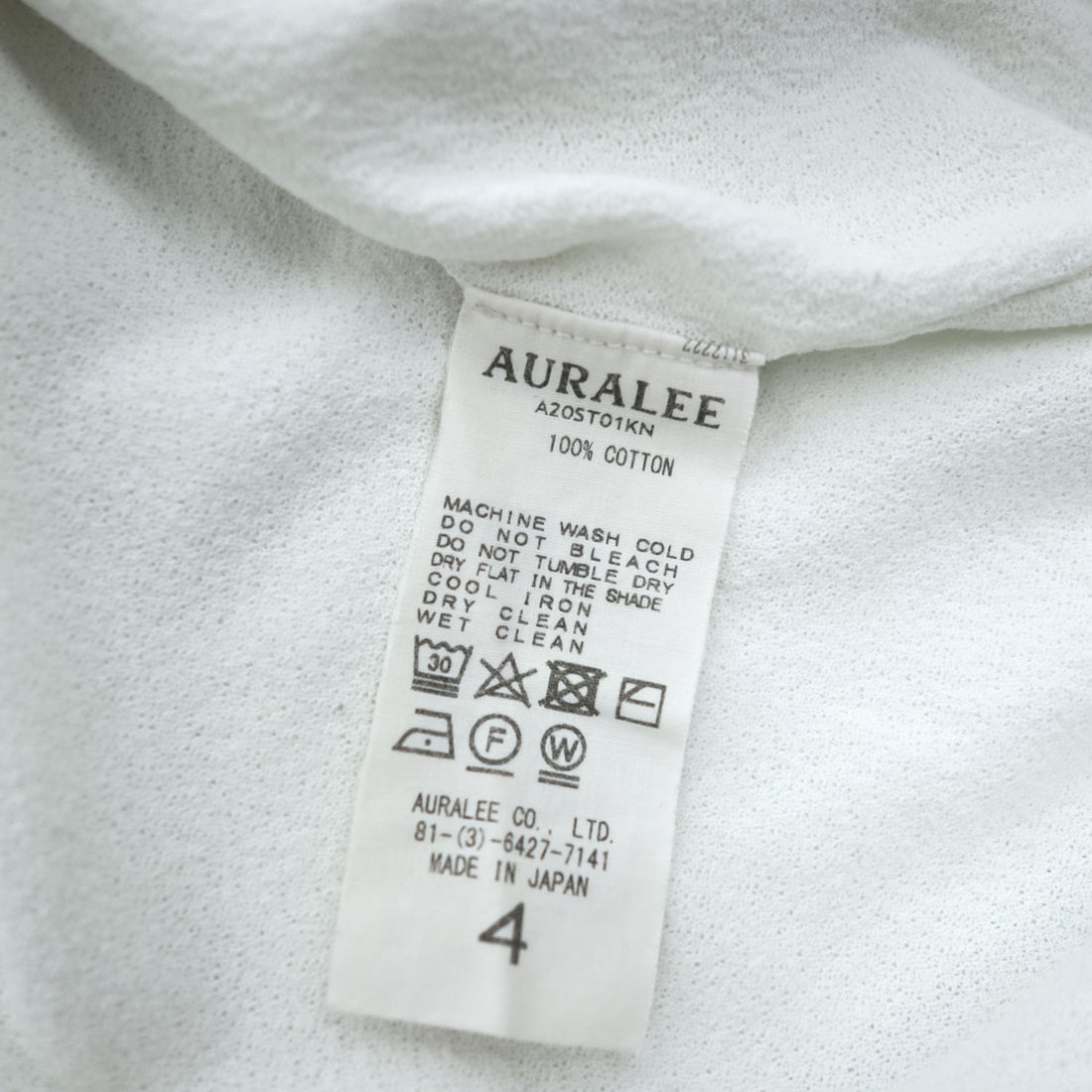 AURALEE 日本製 Tシャツ HARD TWIST AMUNZEN DOUBLE CLOTH TEE L ホワイト A20ST01KN
