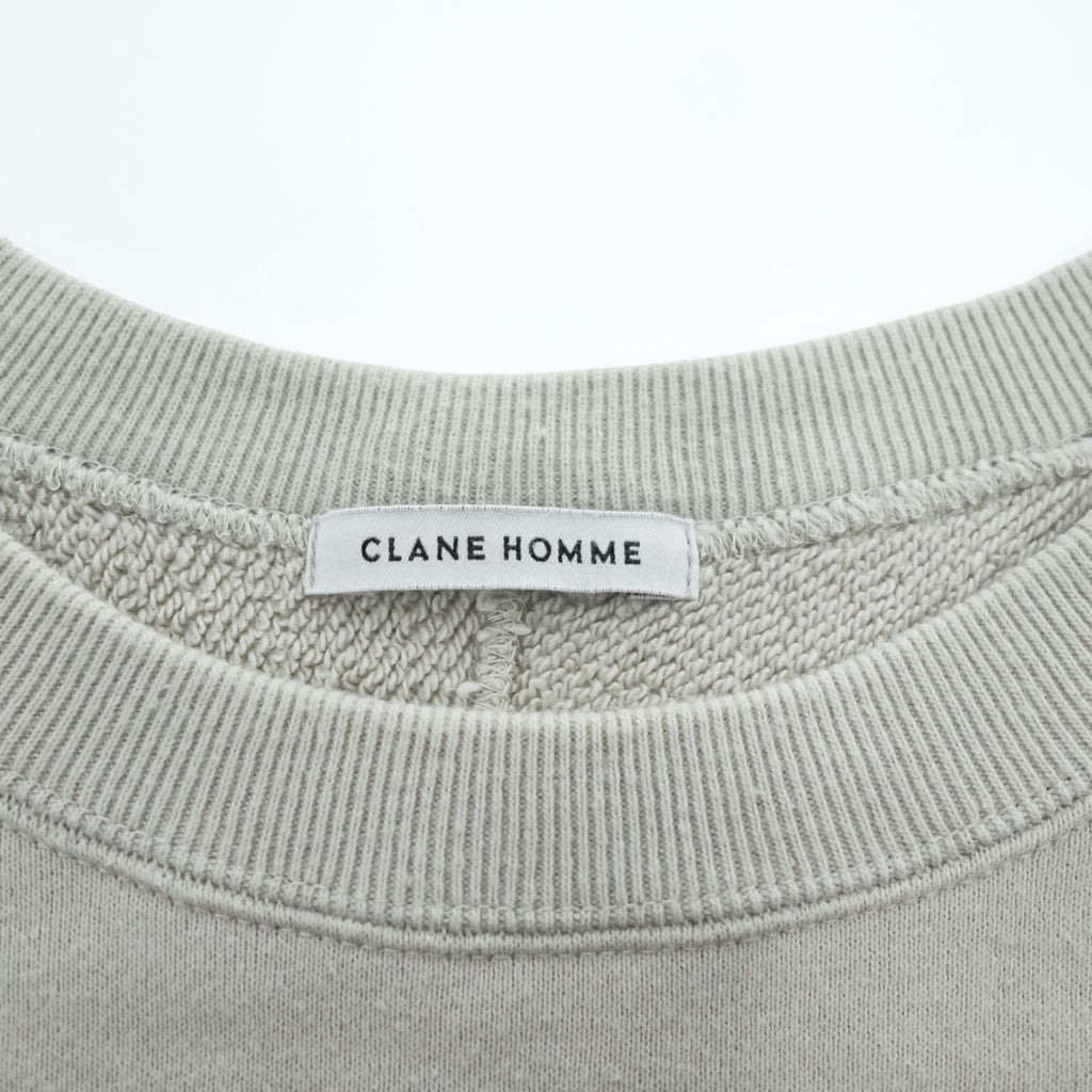 CLANE HOMME 日本製 スウェット トレーナー S ベージュ ワイド 短丈 サイドポケット 28105-0681