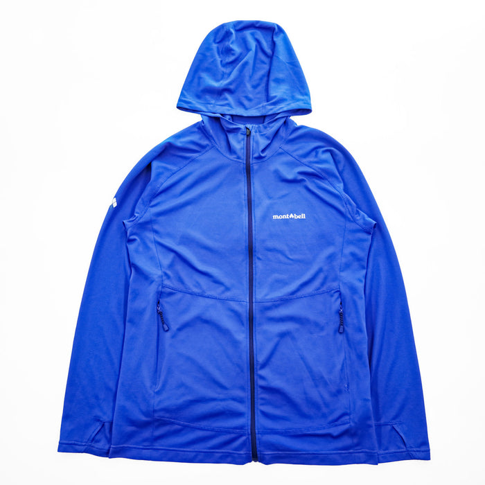 mont-bell クール パーカ UVカット 撥水加工 ジップパーカー M ブルー ストレッチ サムホール 1114460