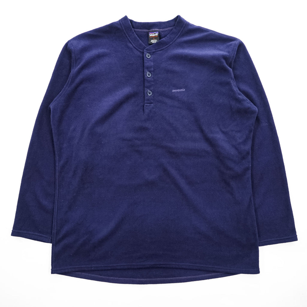 Patagonia USA製 90年代 キャプリーン CAPILENE ヘンリーネック フリーストップ プルオーバー L ネイビー 99年製 ハーフボタン