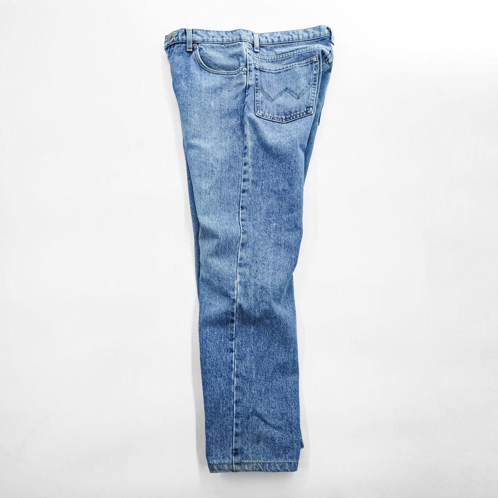Wrangler 日本製 90年代 ヴィンテージ デニムパンツ ジーンズ L インディゴ ブルー ジッパーフライ レザーパッチ M1906-27