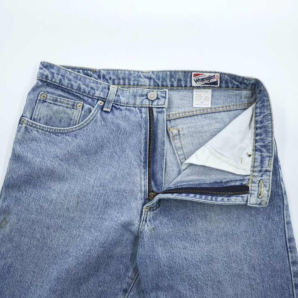 Wrangler 日本製 90年代 ヴィンテージ デニムパンツ ジーンズ L インディゴ ブルー ジッパーフライ レザーパッチ M1906-27
