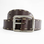 Calvin Klein Brown Leather Contrast Stitch Belt