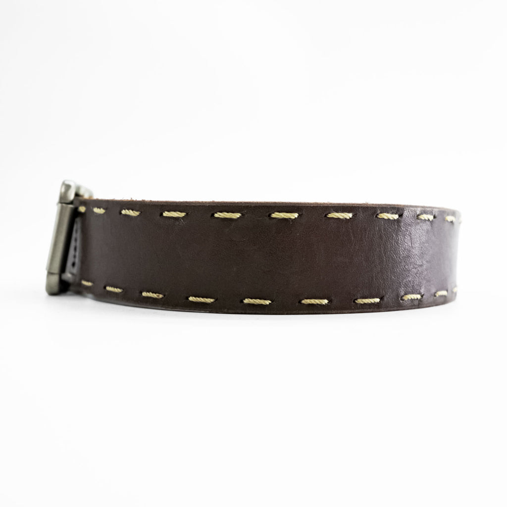 Calvin Klein Brown Leather Contrast Stitch Belt