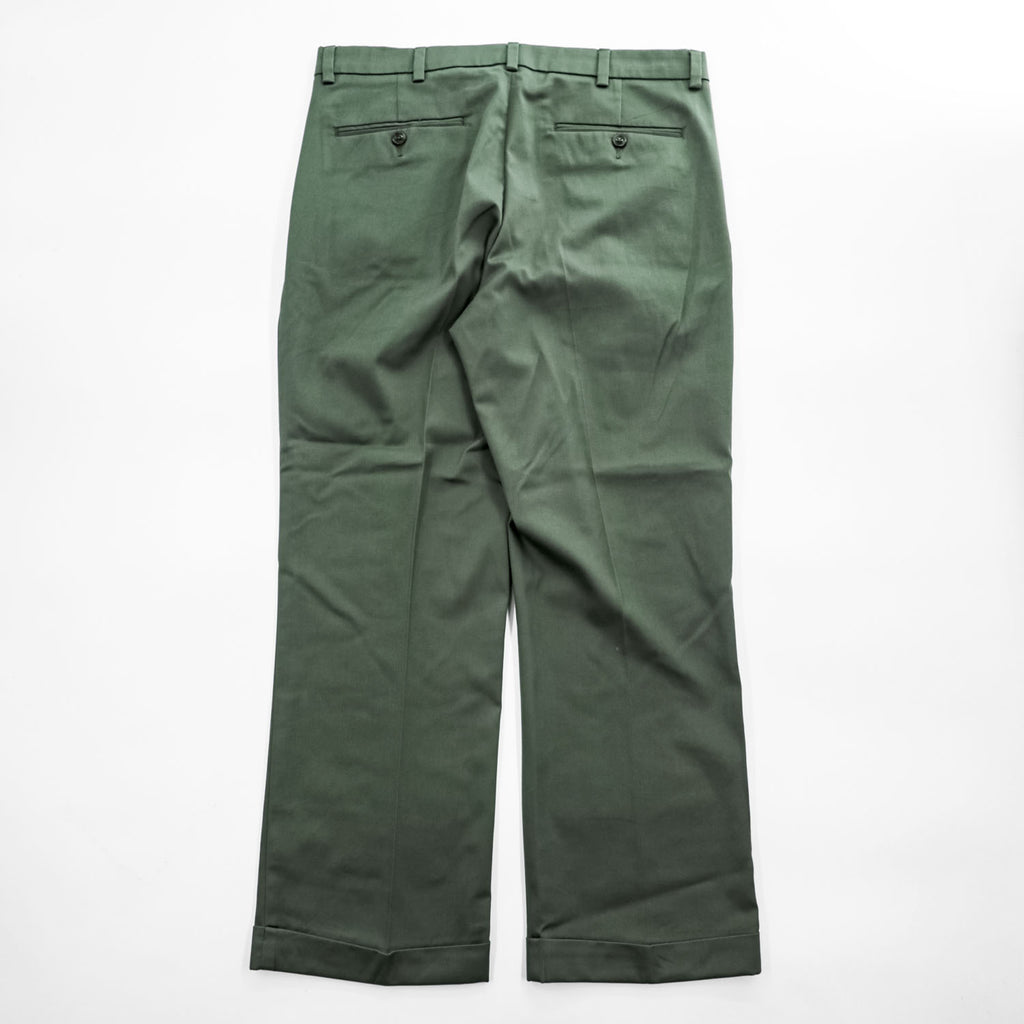 ROUNDTREE ＆YORKE 2タック スラックス パンツ TOTAL FLEX コットン L オリーブ グリーン プリーツ ダブルカフス