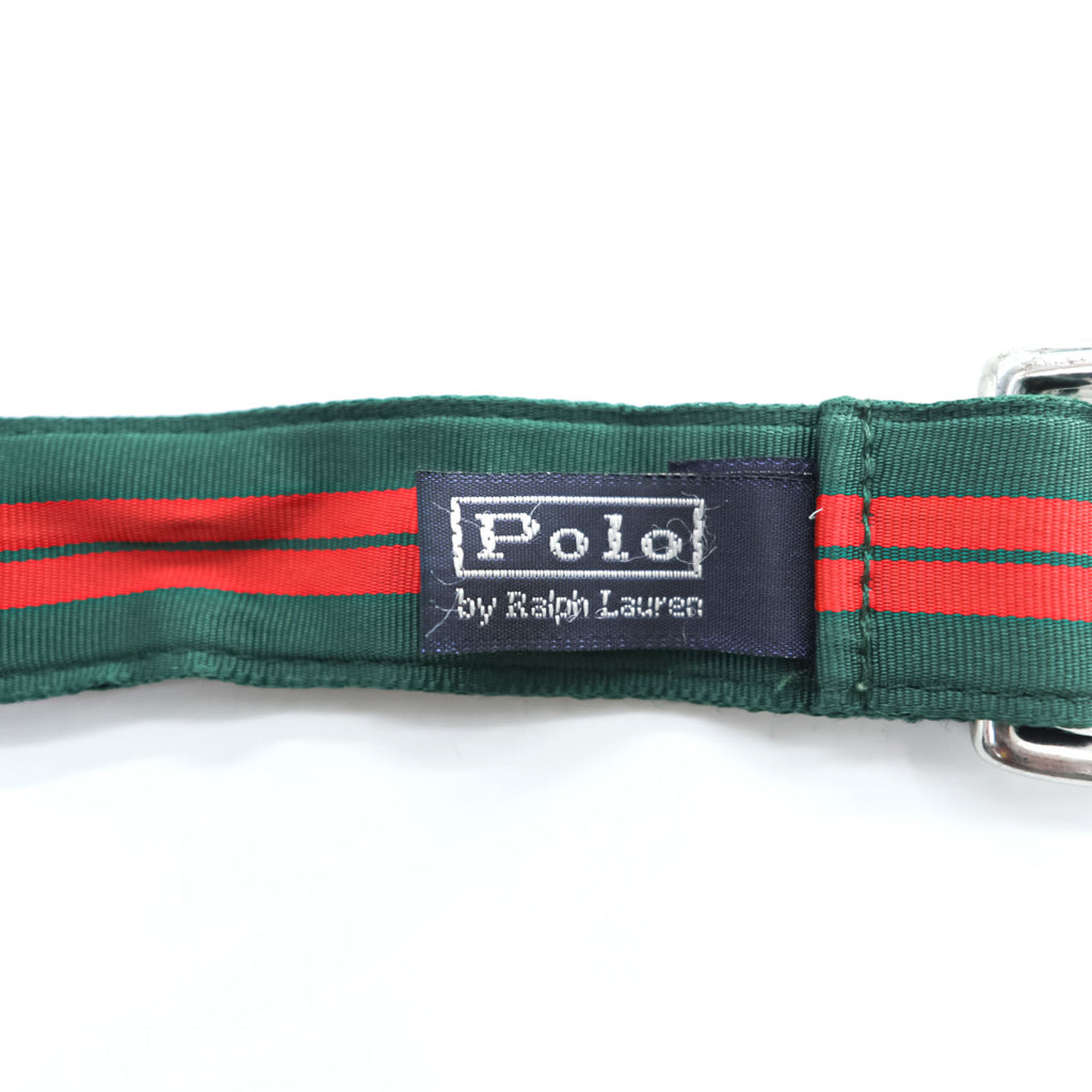 Polo Ralph Lauren 90年代 USA製 ヴィンテージ Dリング リボンベルト ストライプ レッド グリーン