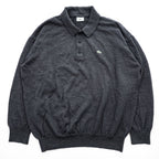 LACOSTE ワニロゴ 長袖 ニットポロシャツ XL ダークグレー ウール100%