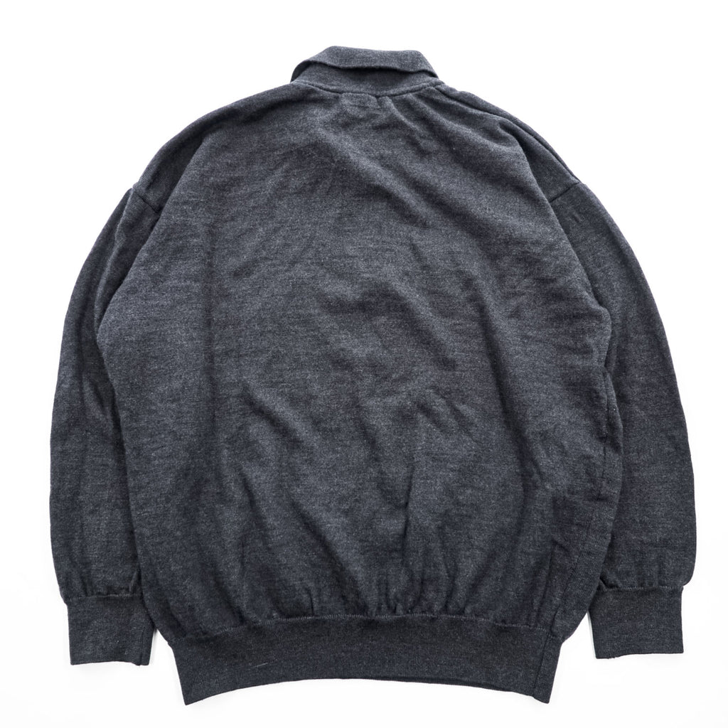 LACOSTE ワニロゴ 長袖 ニットポロシャツ XL ダークグレー ウール100%