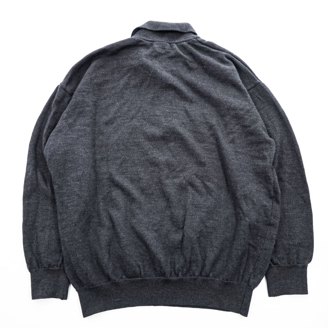 LACOSTE ワニロゴ 長袖 ニットポロシャツ XL ダークグレー ウール100%