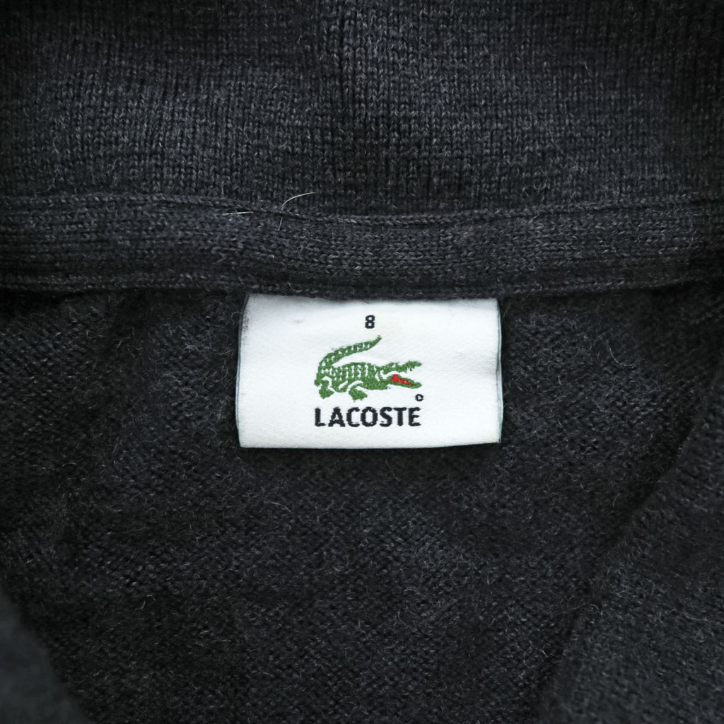 LACOSTE ワニロゴ 長袖 ニットポロシャツ XL ダークグレー ウール100%