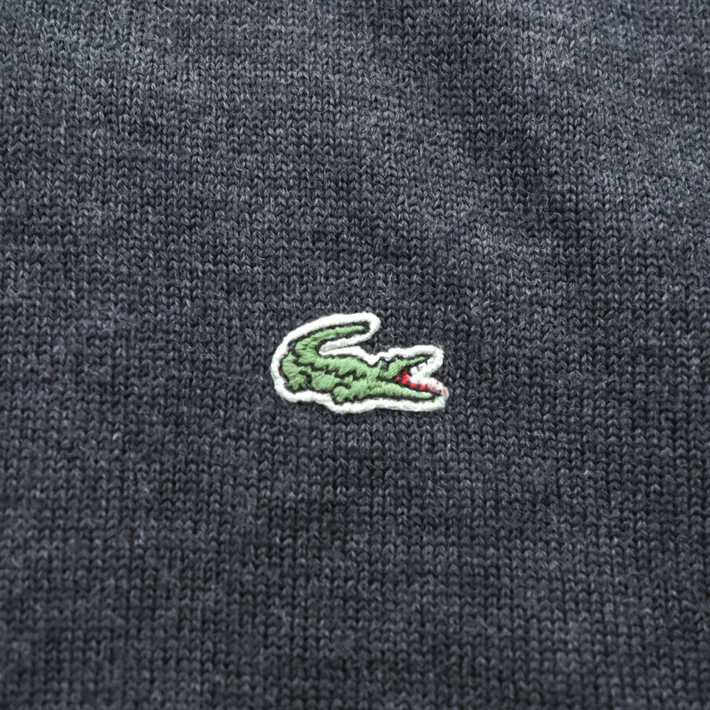LACOSTE ワニロゴ 長袖 ニットポロシャツ XL ダークグレー ウール100%