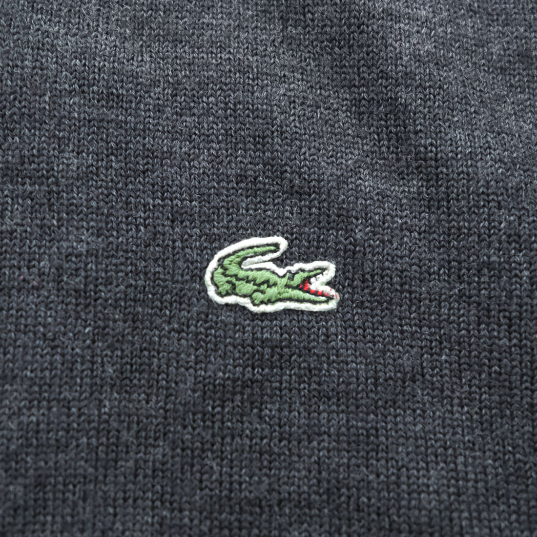 LACOSTE ワニロゴ 長袖 ニットポロシャツ XL ダークグレー ウール100%