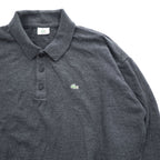 LACOSTE ワニロゴ 長袖 ニットポロシャツ XL ダークグレー ウール100%