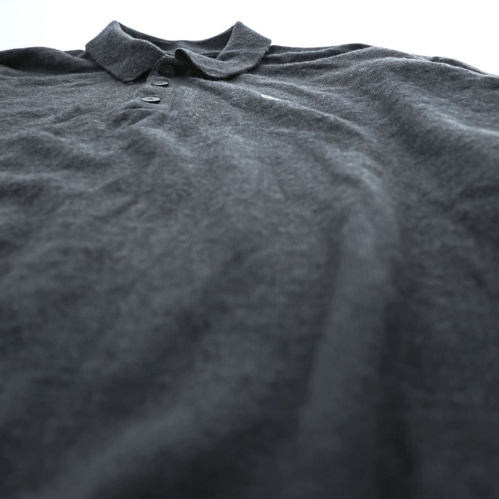 LACOSTE ワニロゴ 長袖 ニットポロシャツ XL ダークグレー ウール100%