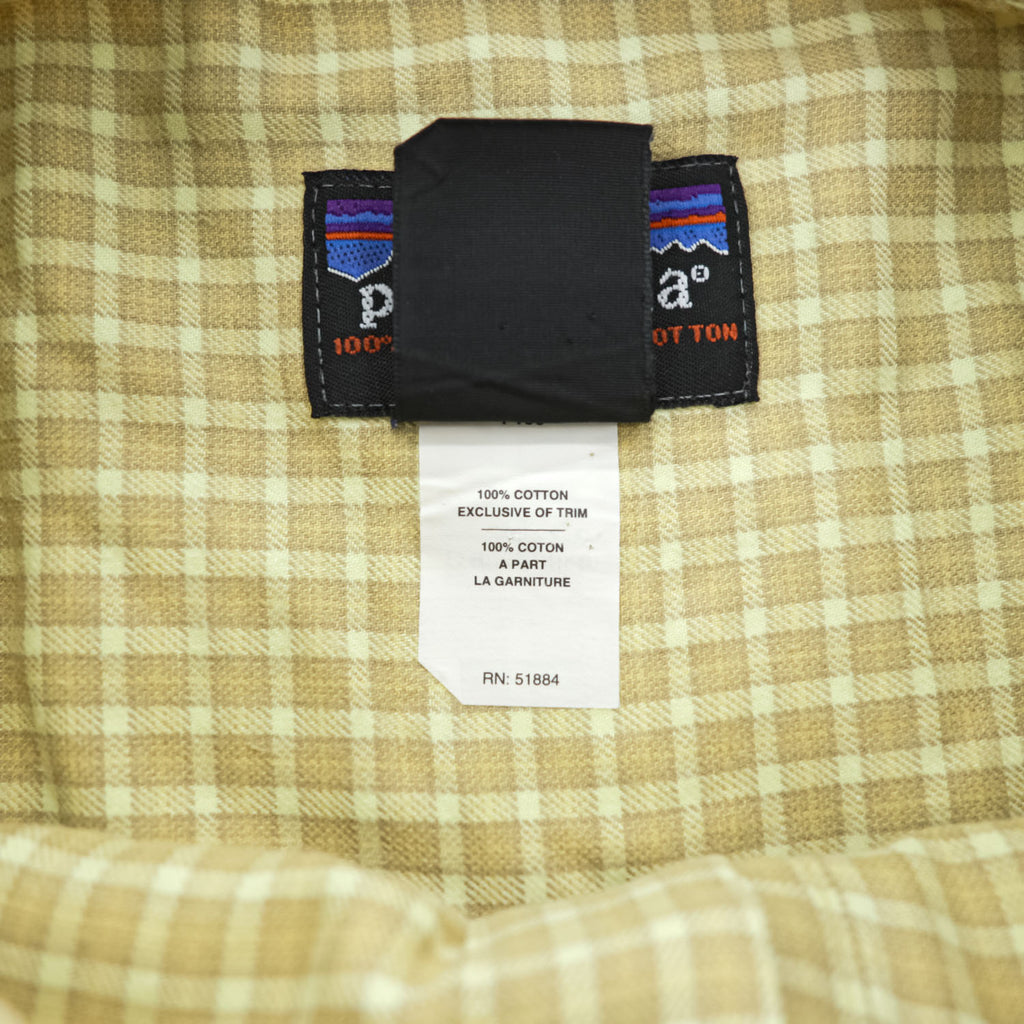 Patagonia 90年代 オーガニックピマコットン 長袖 シャツ XL イエロー チェック 99年製 ORGANIC PIMA COTTON 53834 ポルトガル製