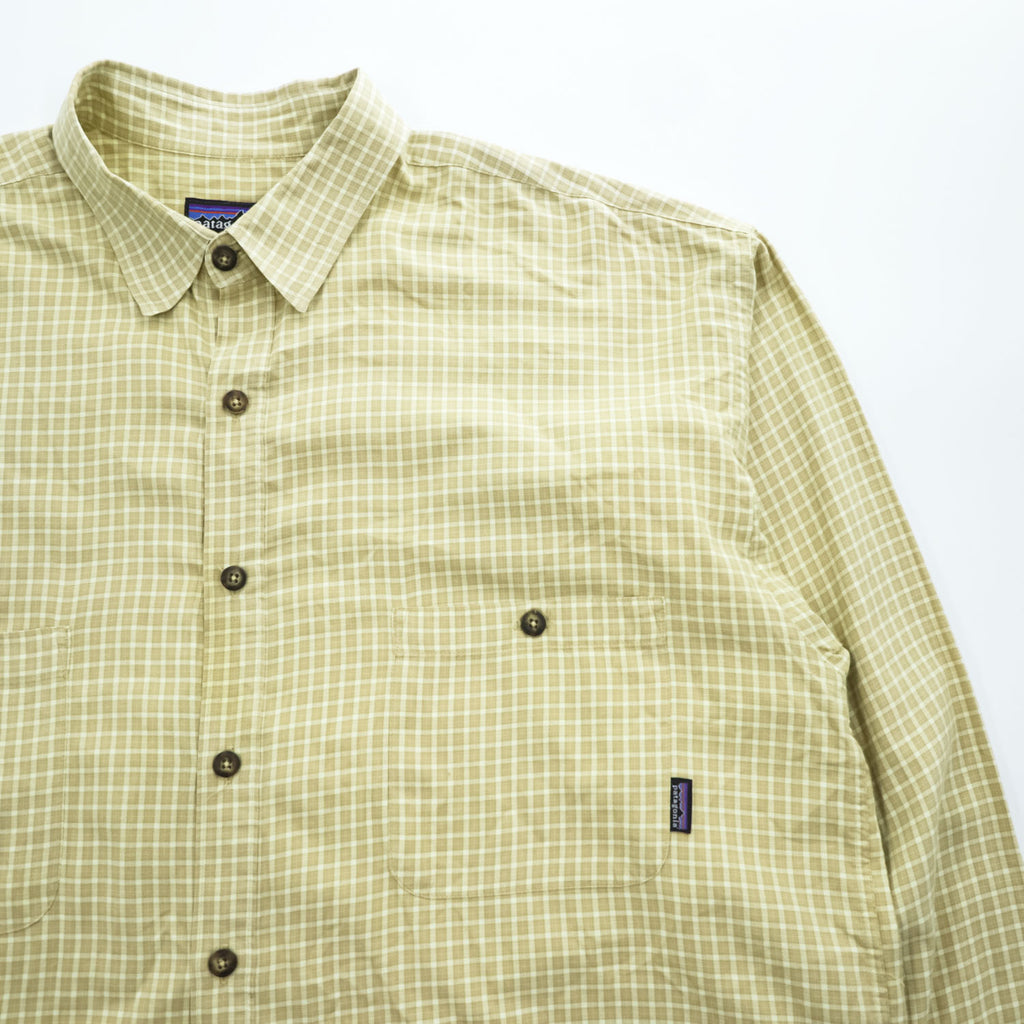 Patagonia 90年代 オーガニックピマコットン 長袖 シャツ XL イエロー チェック 99年製 ORGANIC PIMA COTTON 53834 ポルトガル製