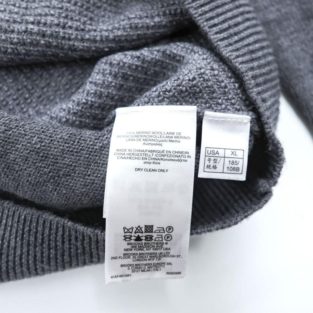Brooks Brothers Red Fleece メリノウール ニット セーター XL グレー MERINO WOOL