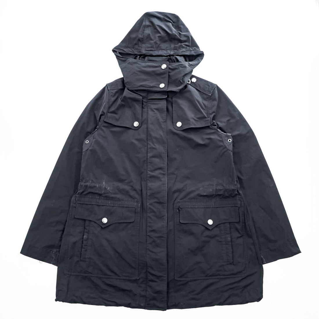 BURBERRY BRIT フード着脱式 コート テクニカル フィールドパーカー XL ブラック ドローコード ダブルジップ